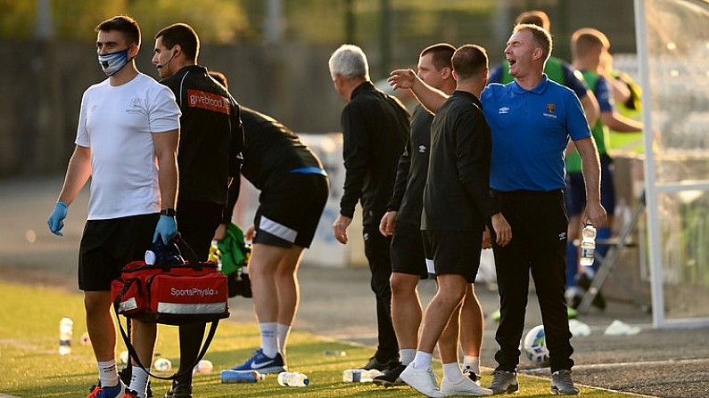 14 August 2020; Waterford manager John Sheridan following the SSE Airtricity League Premier Division match between Dundalk and Waterford at Oriel Park in Dundalk, Louth. Photo by Stephen McCarthy/Sportsfile