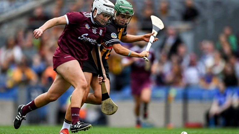 8 September 2019; Collette Dormer of Kilkenny in action against Ailish O'Reilly of Galway during the Liberty Insurance All-Ireland Senior Camogie Championship Final match between Galway and Kilkenny at Croke Park in Dublin. Photo by Piaras O Midheach/Sportsfile