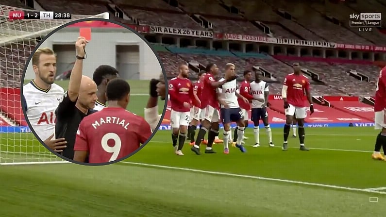 Watch: Stupid Martial Red Card Sums Up Disastrous Manchester United Performance