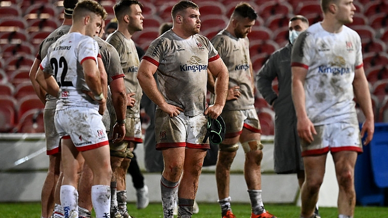 19 December 2020; Ulster players react following the Heineken Champions Cup Pool B Round 2 match between Gloucester and Ulster at Kingsholm Stadium in Gloucester, England. Photo by Harry Murphy/Sportsfile