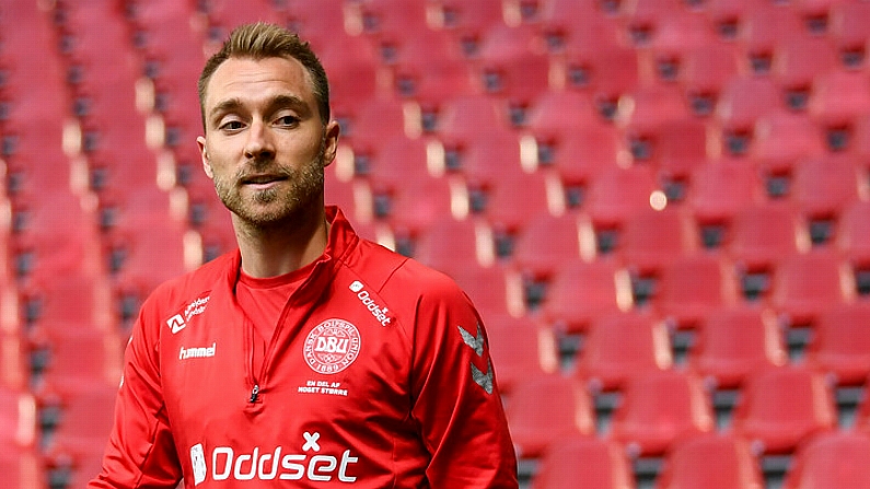 6 June 2019; Christian Eriksen during a Denmark training session at Telia Parken in Copenhagen, Denmark. Photo by Stephen McCarthy/Sportsfile