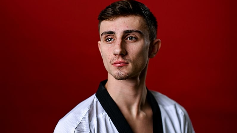 18 March 2021; Taekwondoin Jack Woolley during the Tokyo 2020 Official Team Announcement at South Dublin Martial Arts & Fitness in Dublin. Taekwondo athlete Jack Woolley has become the second Team Ireland athlete to be selected for the Tokyo Olympic Games this summer. The Tallaght based star is the first athlete to be confirmed on the Irish team for Tokyo since the postponement of last years Games, and he will be one of the first athletes in action in Tokyo, competing in the Makuhari Messe Hall on the 24th July 2021. Photo by Ramsey Cardy/Sportsfile