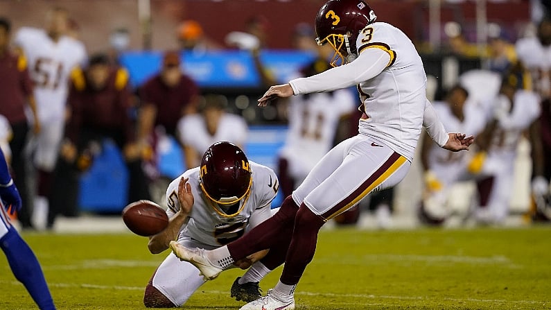 Washington Football Team kicker Dustin Hopkins makes the winning field goal against the New York Giants,  AP/Press Association Images