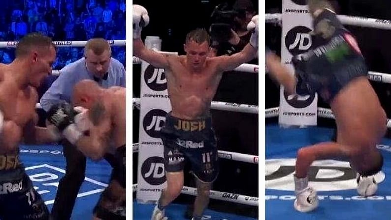 Warrington Does Robbie Keane Celebration After World Title Stoppage Win