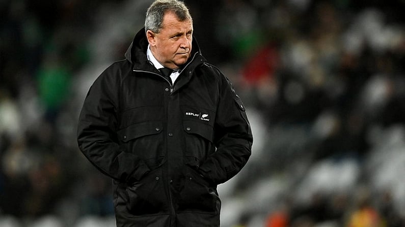 9 July 2022; New Zealand head coach Ian Foster before the Steinlager Series match between New Zealand and Ireland at the Forsyth Barr Stadium in Dunedin, New Zealand. Photo by Brendan Moran/Sportsfile