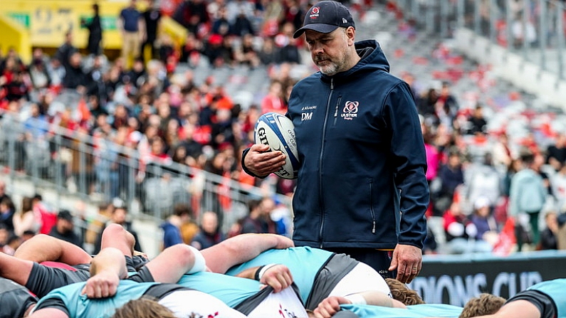 9 April 2022; Ulster head coach Dan McFarland during the Heineken Champions Cup Round of 16 first leg match between Toulouse and Ulster at Stade Ernest Wallon in Toulouse, France. Photo by Manuel Blondeau/Sportsfile