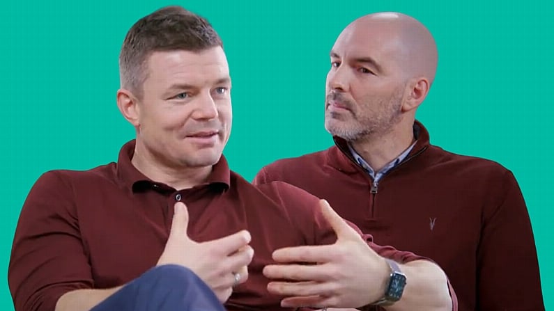 Irish rugby player Brian O'Driscoll and former Irish soccer player Richie Sadlier