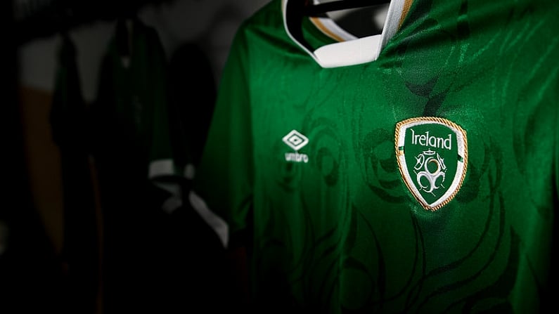 18 October 2020; A detailed view of the Republic of Ireland women's team jersey in Duisburg, Germany. Photo by Stephen McCarthy/Sportsfile