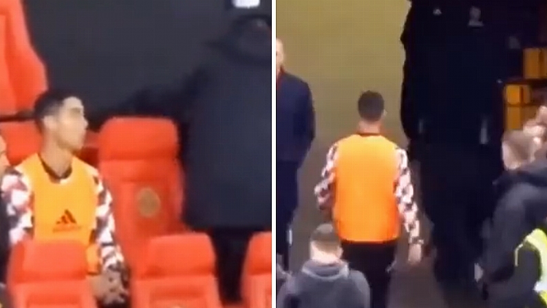 Watch: Footage Shows A Frustrated Ronaldo Before Storming Down Tunnel