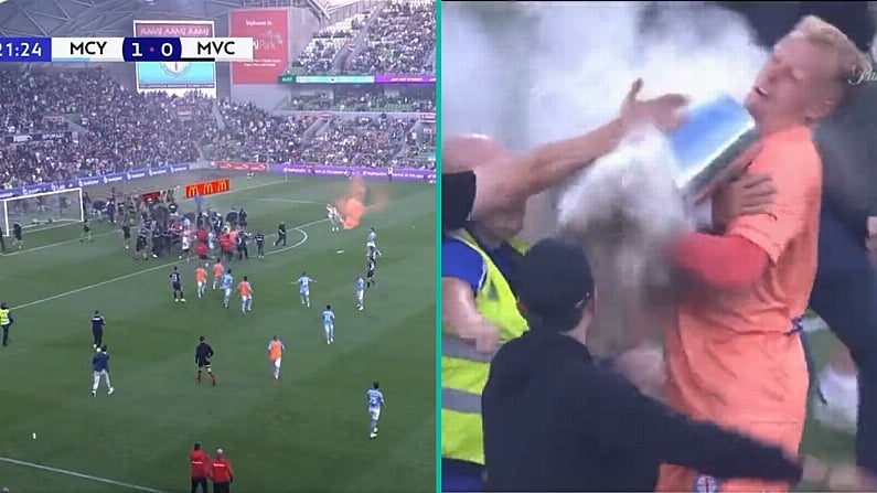 Awful Scenes As Goalie Attacked During Violent Melbourne Pitch Invasion