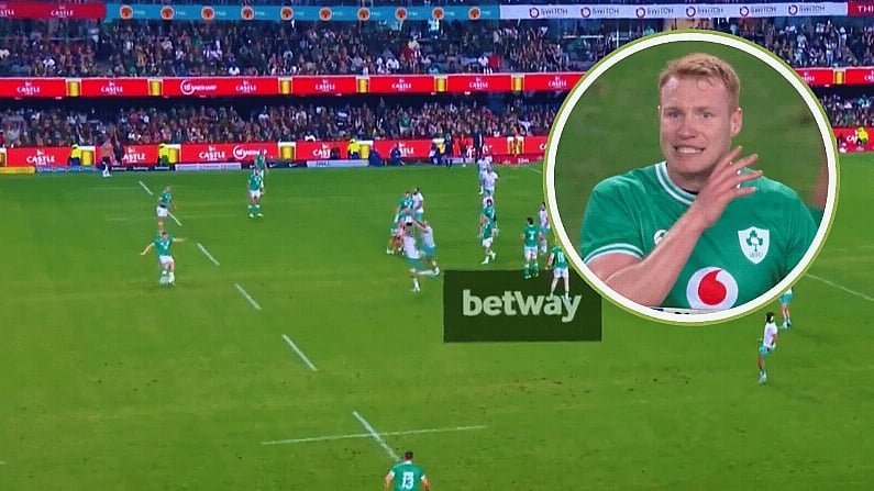 Cameras Pick Up Ciaran Frawley's Message To Teammates Ahead Of Winning Drop Goal