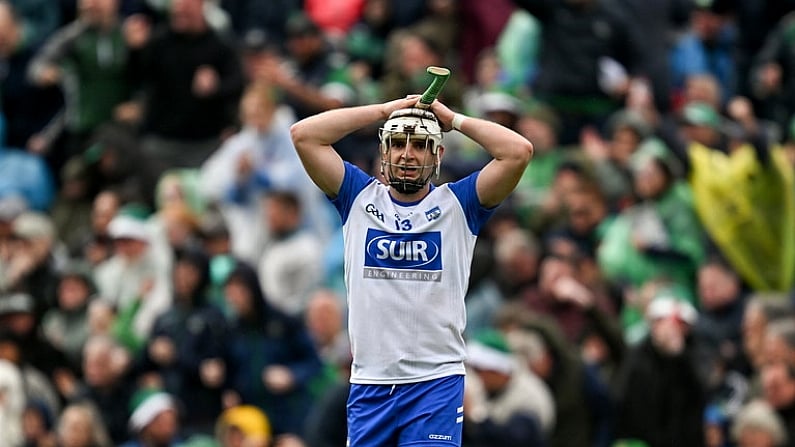 26 May 2024; Dessie Hutchinson of Waterford dejected after his side's defeat during the Munster GAA Hurling Senior Championship Round 5 match between Limerick and Waterford at TUS Gaelic Grounds in Limerick Photo by Sam Barnes/Sportsfile