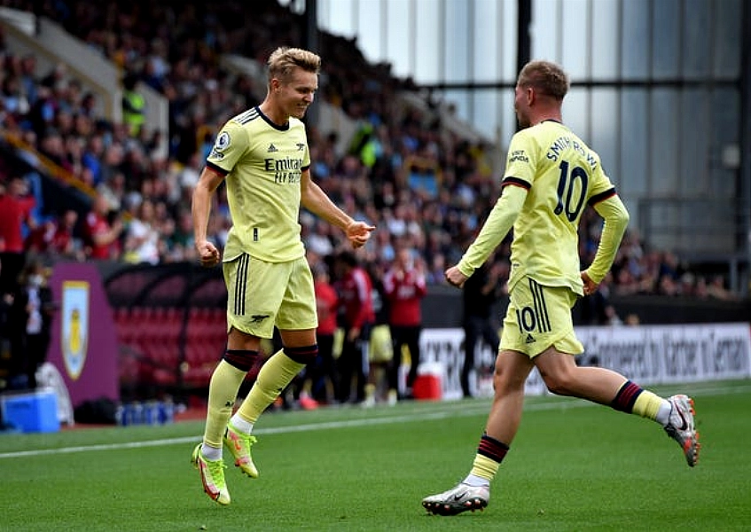 Martin Odegaard celebrates scoring