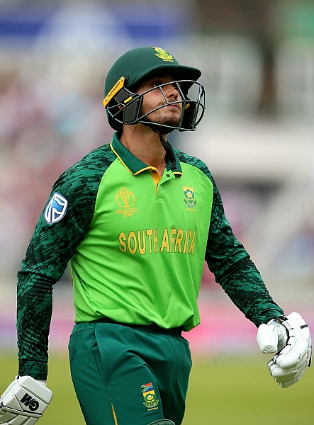 Quinton De Kock goes walkies after a dismissal against England at the World Cup earlier this summer