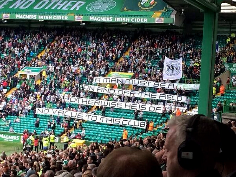 BmPPaMdIIAEqfzp Celtic fans direct banner at striker Leigh Griffiths after player filmed singing racists chants [Pictures]