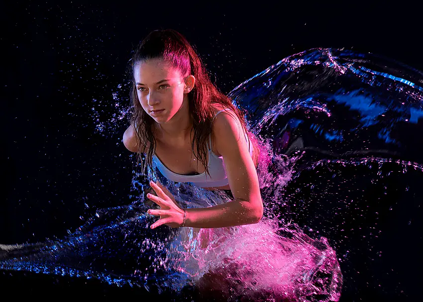 athlete with water and colour