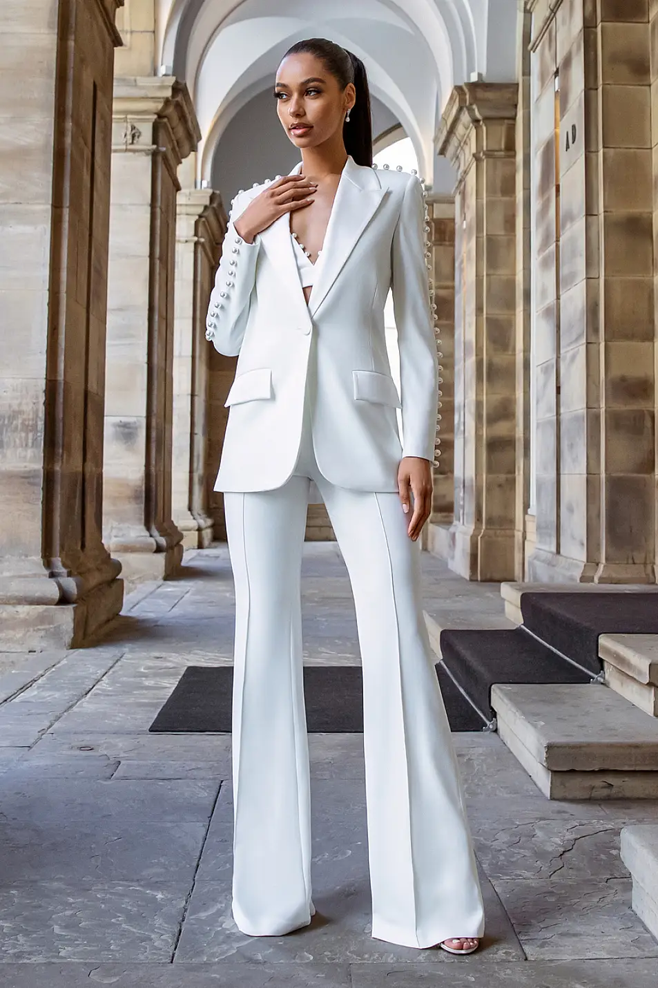 Nadine Merabi Charlotte White Blazer; Charlotte White Bra Top; Charlotte White Trouser