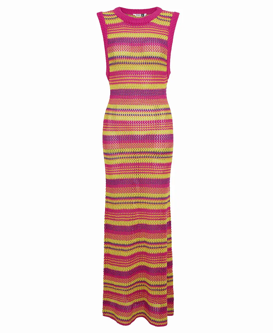 Pep&Co at Poundland Cerise Pink and Yellow Striped Bodycon Dress