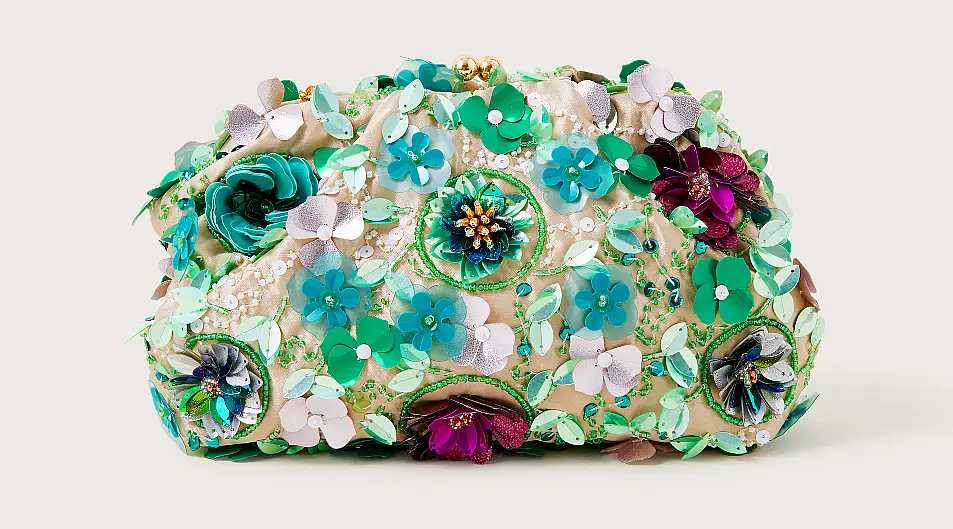 Monsoon Floral Embellished Clutch Bag