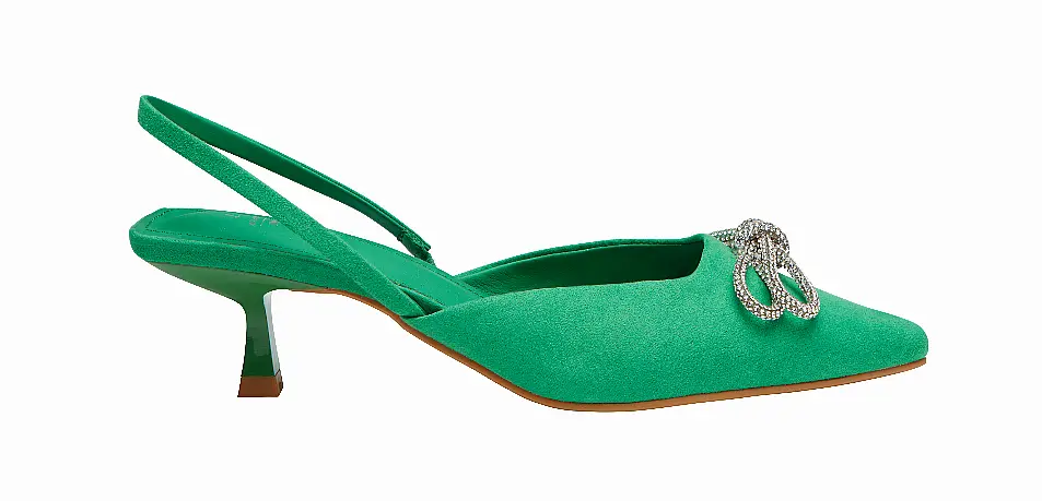 Tu at Sainsburys Green Embellished Bow Sling Back Kitten Heels