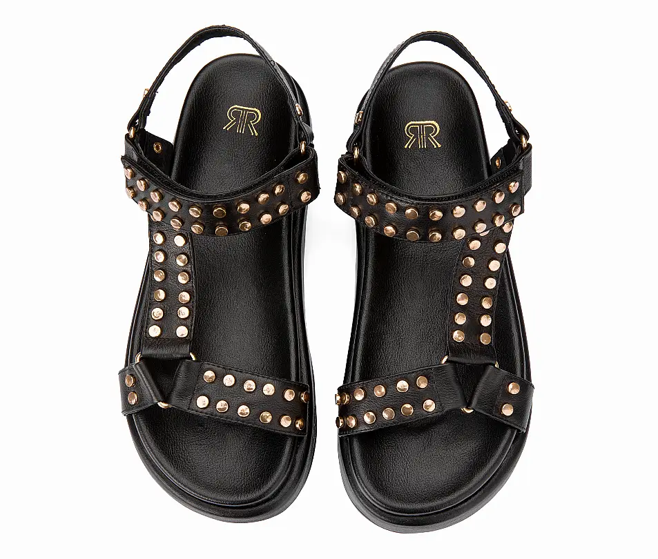 La Redoute Leather Wedge Heel Sandals with Studded Details