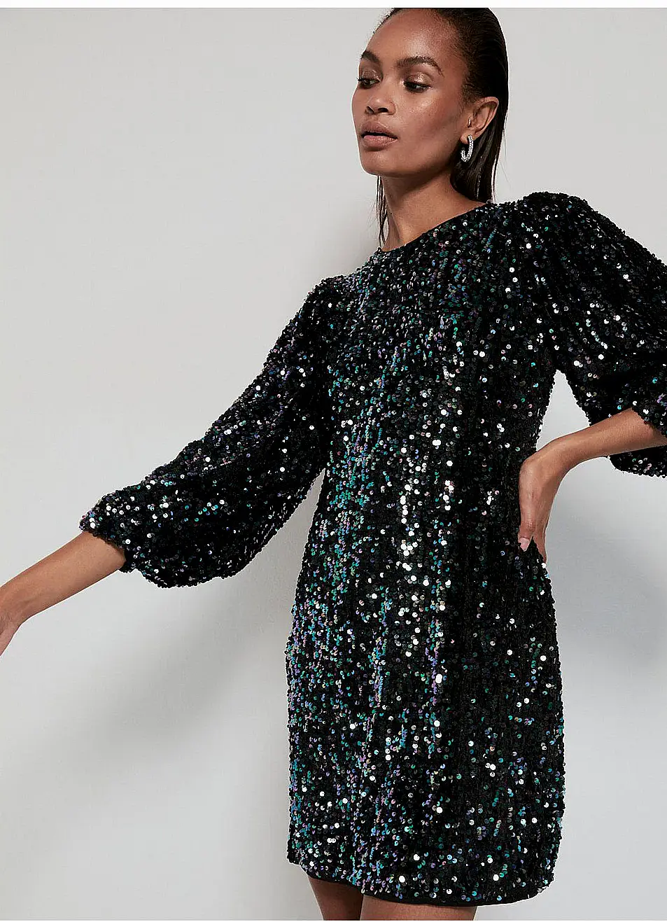 George Black Sequin Long Sleeve Mini Dress, Direct.asda