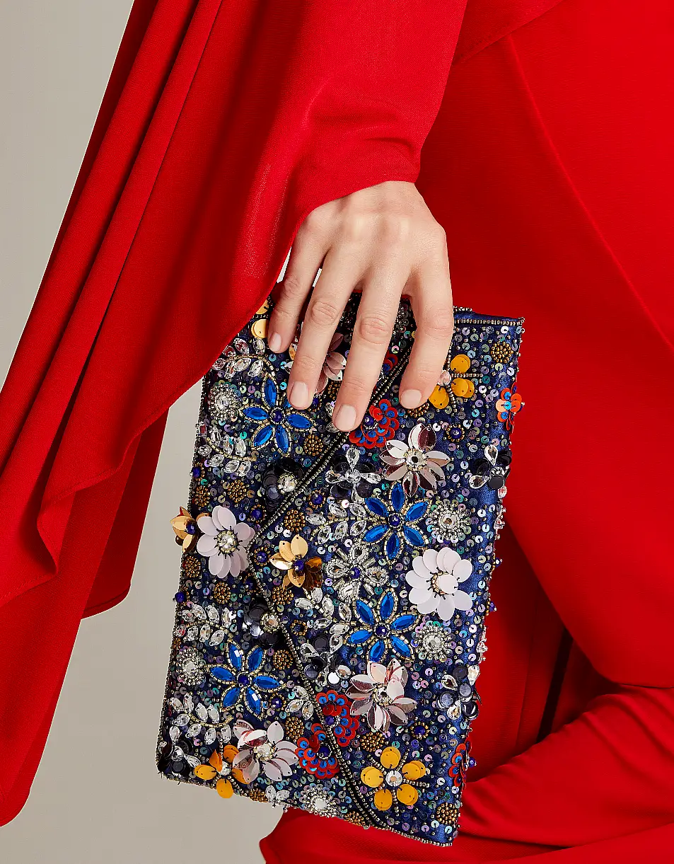 Monsoon Floral Beaded Envelope Clutch