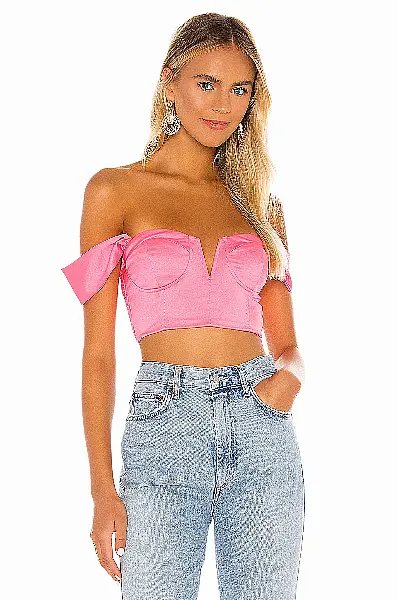 Superdown Coralia Bustier Top, £43; AGOLDE Pinch Waist, £133 (was £163), Revolve