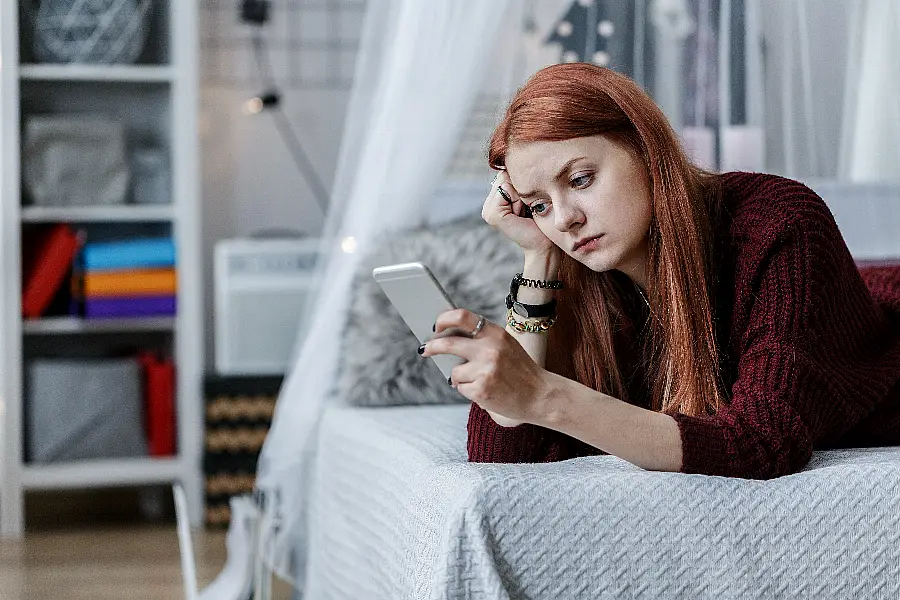 Woman looking at phone