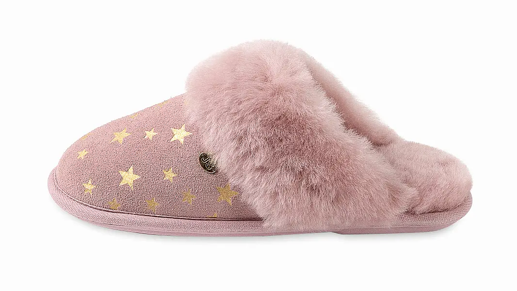 Just Sheepskin Ladies Duchess Sheepskin Slippers Rose Star