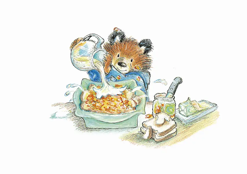 Undated Handout Photo of Paddington's bread and butter pudding from Paddington's Cookery Book by Michael Bond, recipes by Lesley Young and illustrated by R. W. Alley. See PA Feature FOOD Marmalade. Picture credit should read: HarperCollins Children's/R. W. Alley/PA. WARNING: This picture must only be used to accompany PA Feature FOOD Marmalade.