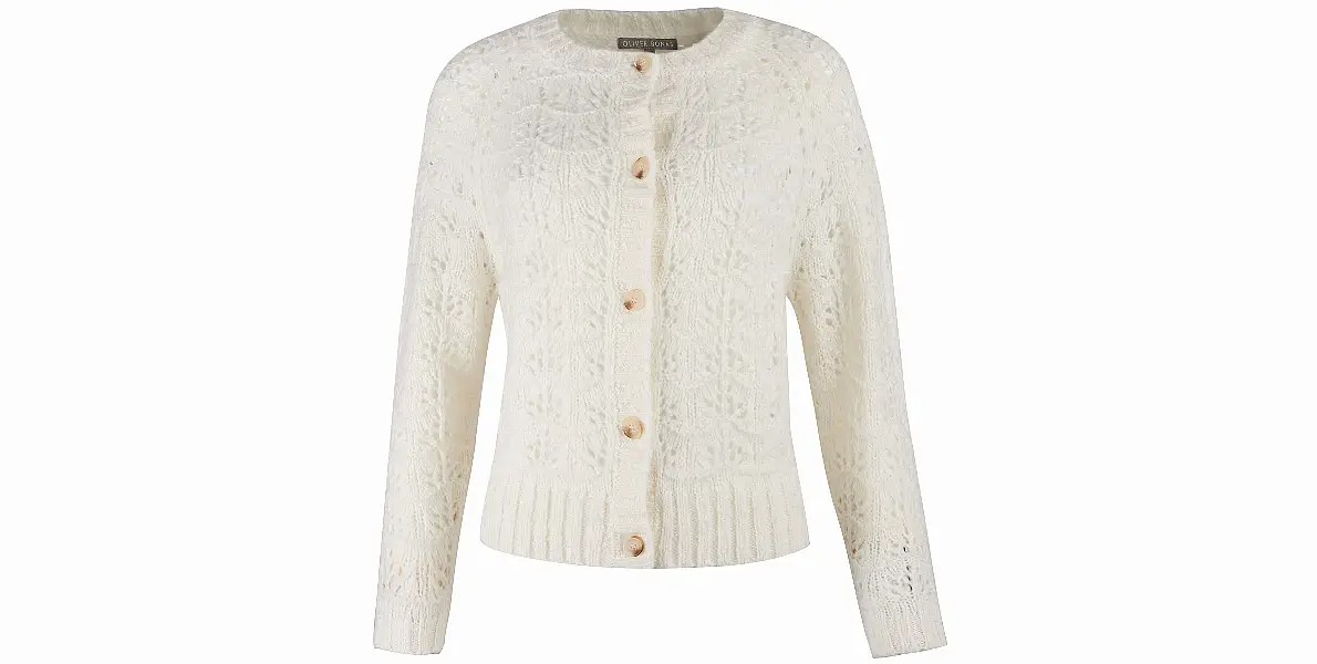 Oliver Bonas Crew Neck Ivory Chunky Knitted Cardigan, £27 (was £55)