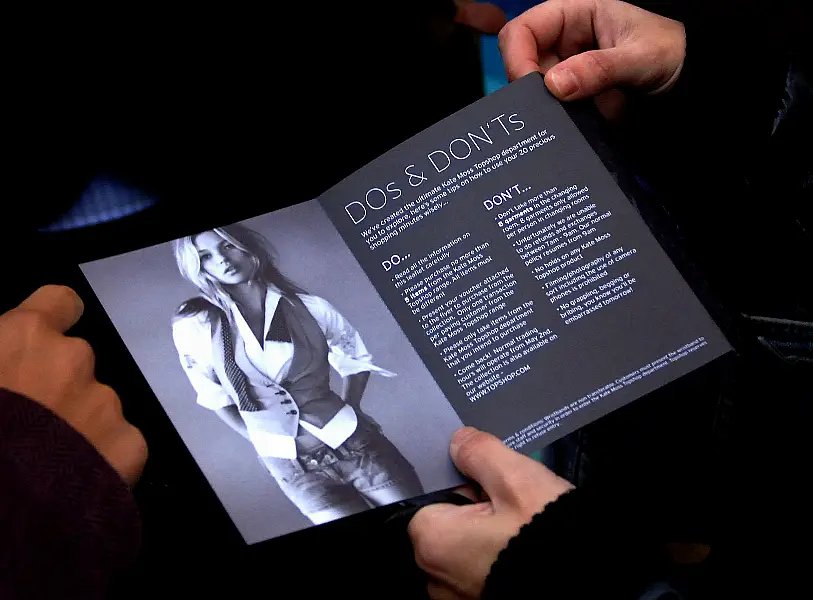 A leaflet given out at the release of Kate Moss' Topshop collection