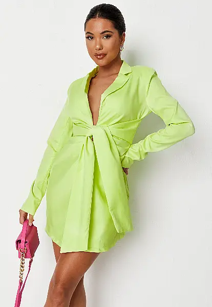 Missguided Tall Green Wrap Front Blazer