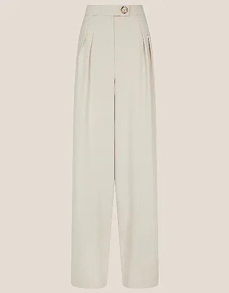 Monsoon Wendy Wide Leg Trousers Natural