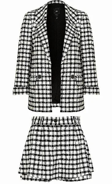 River Island Petite Black Check Print Blazer; Petite Black Check Print Shorts