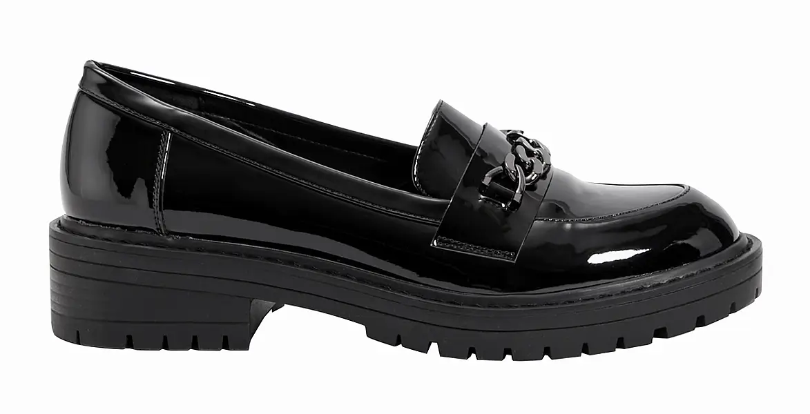 Tu at Sainsburys Black Patent Chunky Chain Loafers