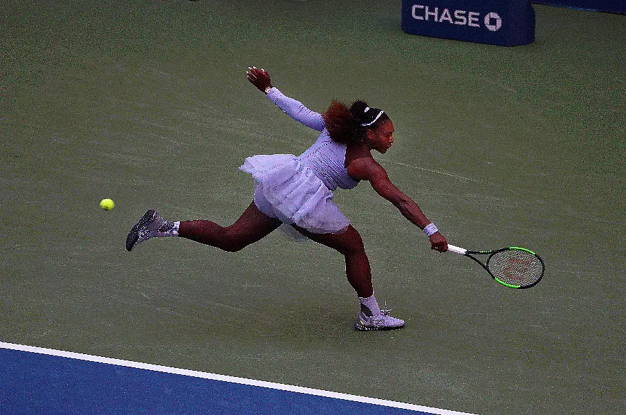 Serena Williams on court during the US Open 2018