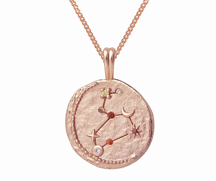 Astrid & Miyu Leo Zodiac Pendant Necklace in Rose Gold