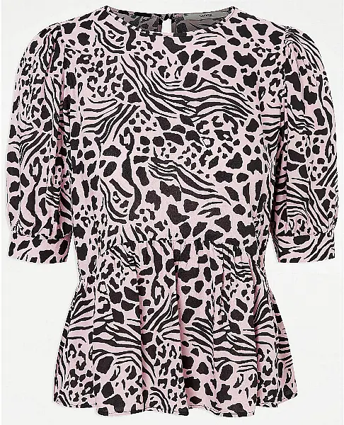 George at Asda Pink Animal Print Peplum Blouse