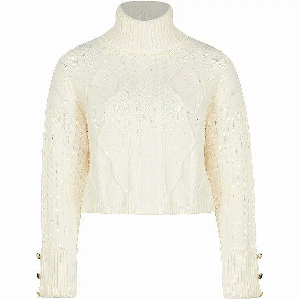 River Island Cream Cable Knit Cropped Jumper