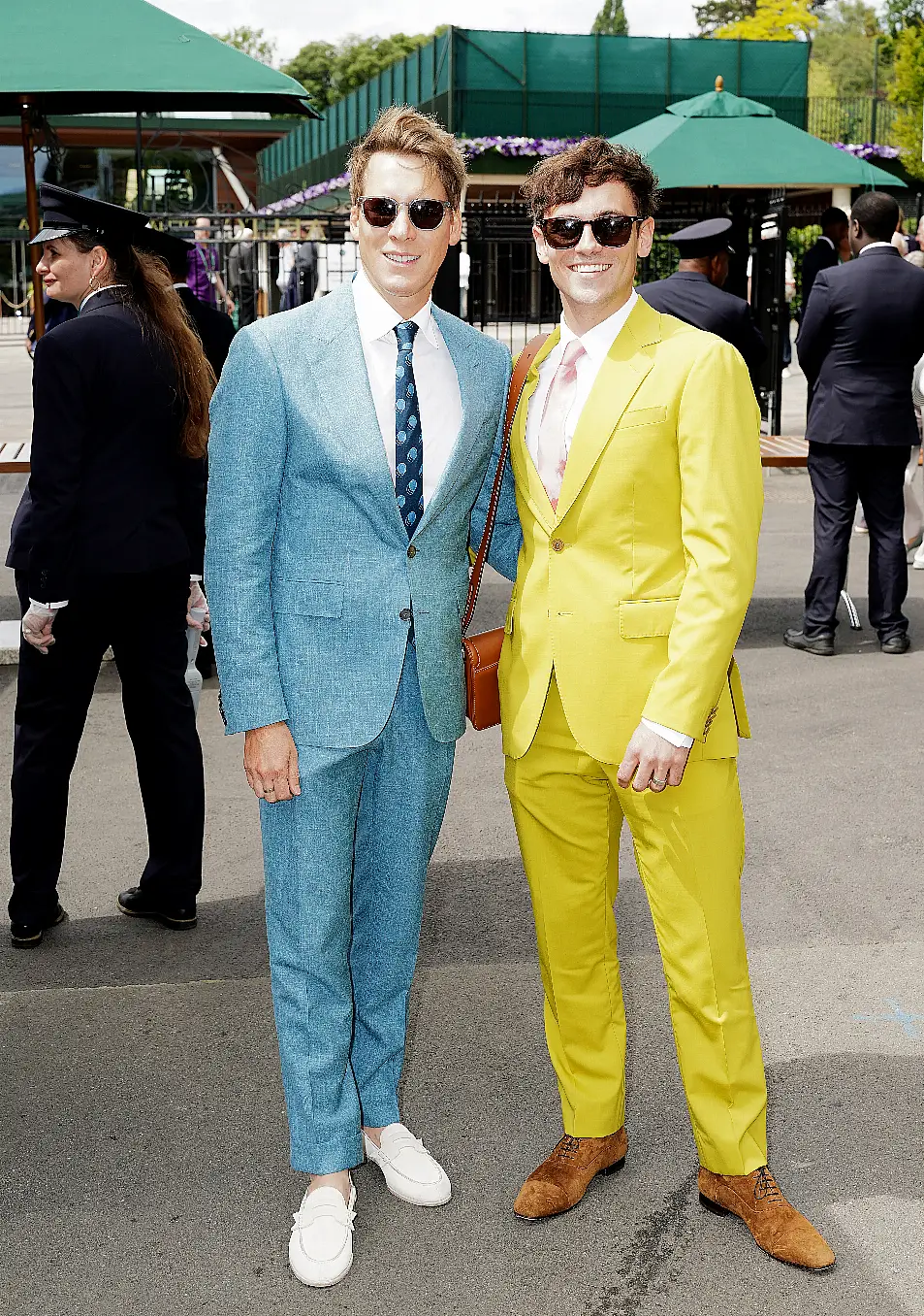 Dustin Lance Black (L) and Tom Daley