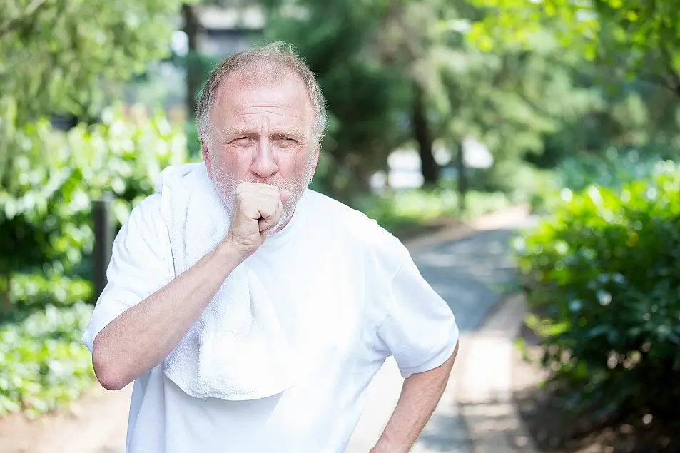 man experiencing breathlessness