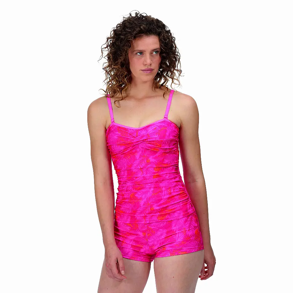 Regatta Women's Aceana II Tankini Top Pink Fusion Palm; Women's Aceana Bikini Shorts Pink Fusion Palm