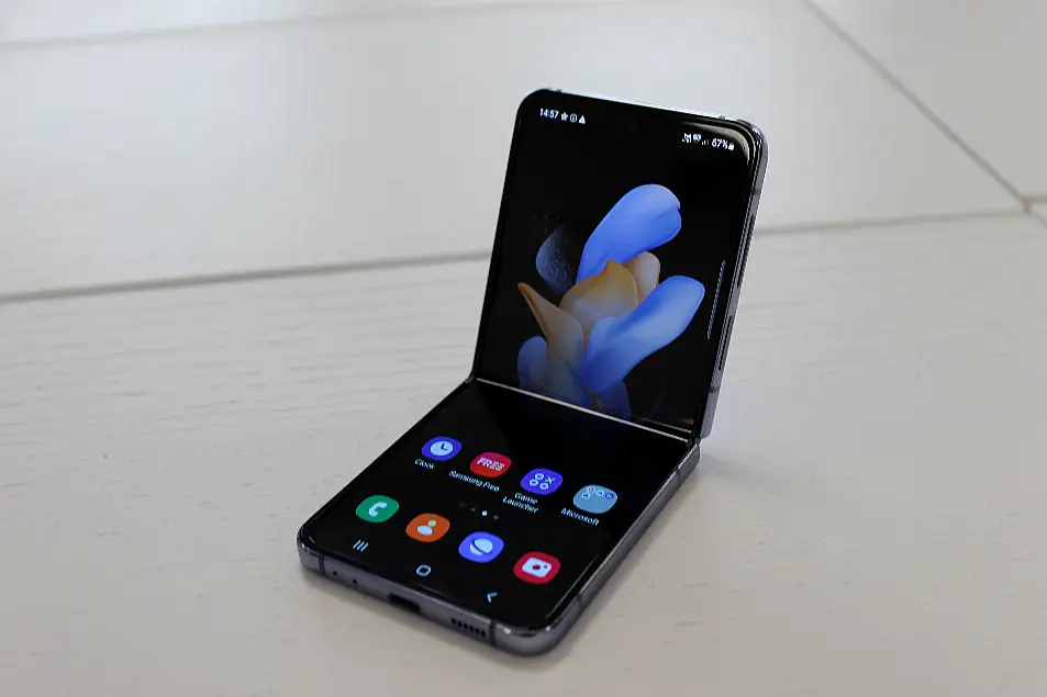 The Samsung Galaxy Z Flip4 foldable smartphone