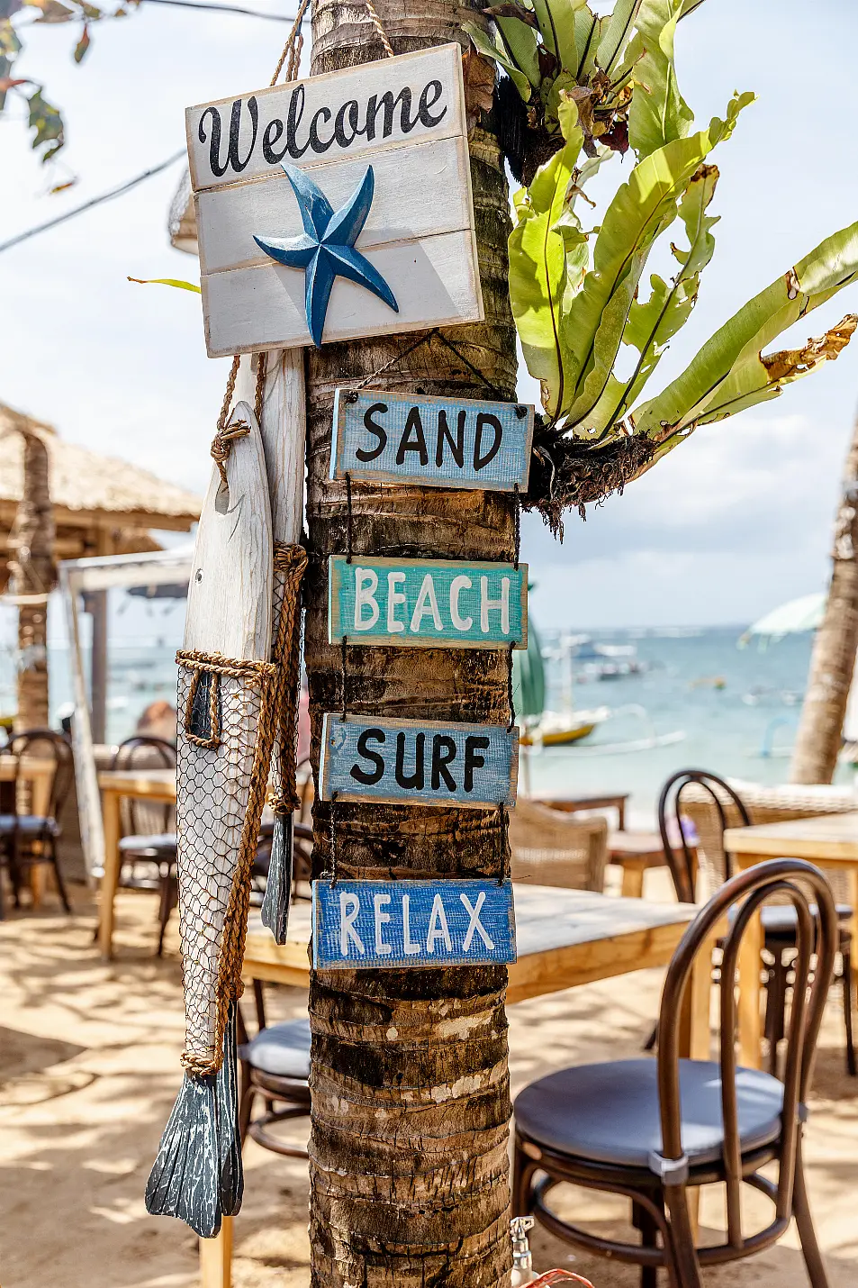 A beachside cafe in Bali, a popular destination for remote workers