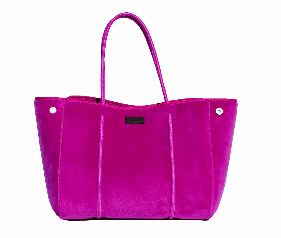 London Hot Pink Velvet Tote Bag, Hermosa