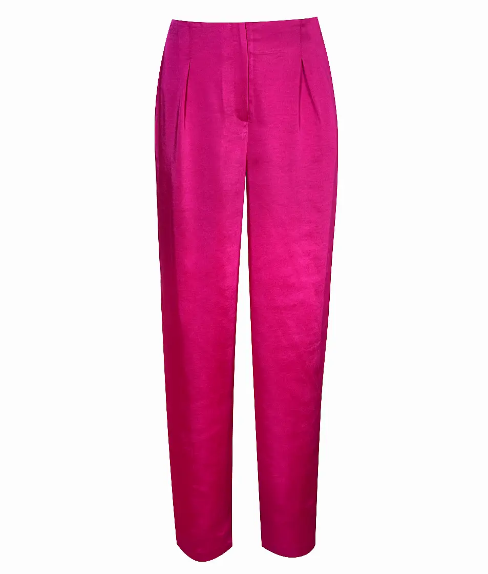 New Look Bright Pink Satin High Waist Wide Leg Trousers