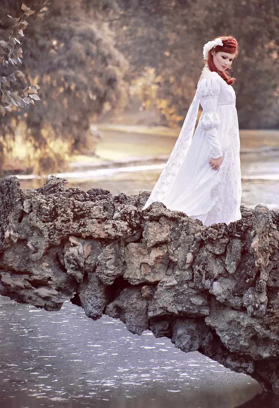 bride in a Regency style wedding dress