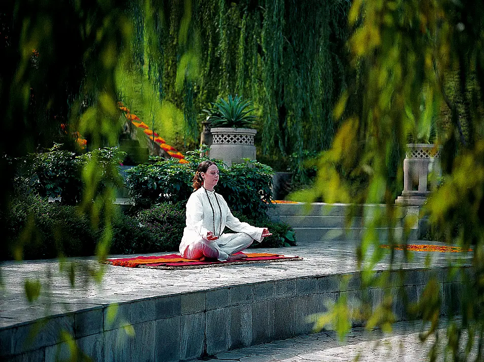 A woman meditating